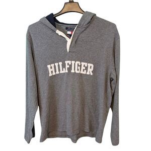 Vintage Tommy Hilfiger Spell Out Crewneck‎ Hooded Sweatshirt Size Large Y2K